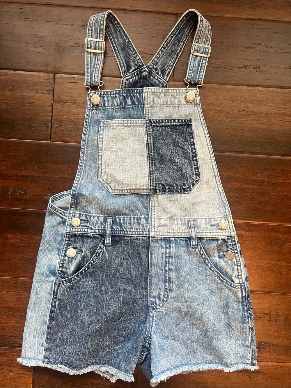 GAP Two-Tone Light and Dark Blue Denim Short Overalls